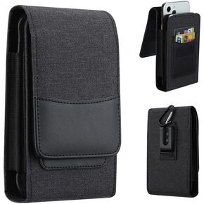Double Cell Phone Pouch Card Holder Dual Belt Clip Holster Case for Two iPhone 16 15 Pro Max Samsung Galaxy S24 Ultra S23 FE S20 Plus Note 20 Ultra A15 A55 Moto G Pure G Power 2021 Google Pixel 6