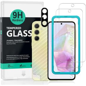 Ibywind 2 Pack Screen Protector For Samsung Galaxy A35 5G 6.6",9H Hardness Tempered Glass,With 1Pc Camera Lens Protector,1Pc Back Carbon Fiber Film
