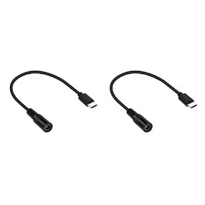 DC5521 Female to USB-C Power Charging Cable, 5V 3A USB Type-C Extension Cord, 2 Pack