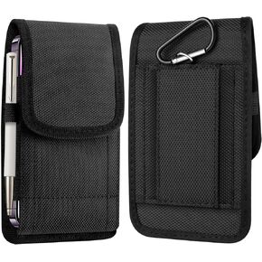 Cell Phone Holster for Men, Phone Pouch for iPhone Samsung, Nylon Belt Holster Case, Compatible with iPhone 15, 15 Pro, 14, 13, 12, 11, XR, Samsung Galaxy S20 S21 S22 S23 (5.2-6.3 Inches), XL Black