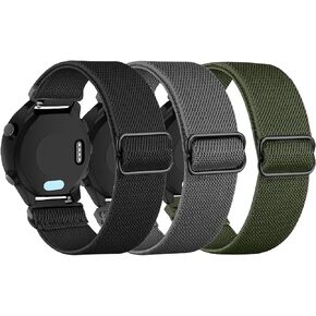 3 Pack Stretchy Nylon Watch Bands Compatible with Garmin Forerunner 245/ Forerunner 55, 20mm Loop Elastic Straps for Forerunner 245 Music Women Men