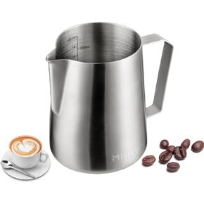 Milk Frothing Pitcher, Stainless Steel Milk Frother Cup,20 OZ/600ML Black Milk Frother Pitcher Barista Tools, Espresso Machine, Milk Frother