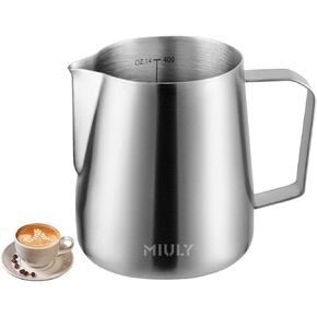 Milk Frothing Pitcher, Stainless Steel Milk Frother Cup,20 OZ/600ML Black Milk Frother Pitcher Barista Tools, Espresso Machine, Milk Frother