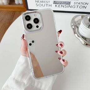ZTOFERA Mirror Case for iPhone 13/iPhone 14, Mirror for Girls Women Makeup, Cute Glossy Hard Mirror Back+Clear Soft TPU Bumper Slim Fit Anti-Drop Shockproof Protective Case for iPhone 13/14