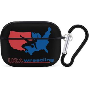 USA Wrestling AirPods Pro Case Headphone Cover Hard Shell with Keychain Shockproof