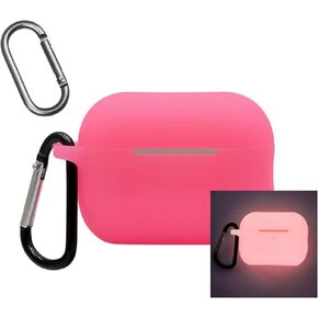 Glow Case for Apple Airpods Pro 2 (Glow in Dark),Fluorescence Silicone Case for Item Finder Headphone Case Cover,Luminous Holder with 2 Keychain Carabiner,Glow Green