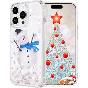 Maxdara Christmas Case for iPhone 14 Pro 6.1 inch, Merry Christmas Snowman Pattern Liquid Floating Flowing Quicksand Moving Bling Glitter Sparkle for Girls Chirldren Gifts Christmas Case (Snowman)
