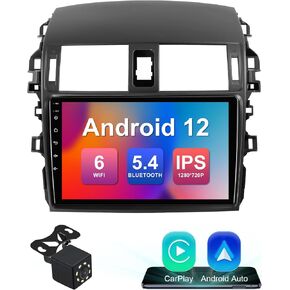 2+32G 9-inch Android 12 Car Stereo for Toyota Corolla 2009-2013 IPS Touchscreen Screen Car Radio with Carplay & Android Auto Support Backup Camera GPS FM Navi BT SWC