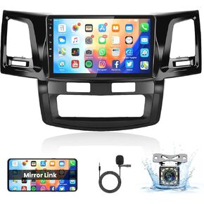 Android Car Stereo for Toyota Fortuner Hilux 2005-2014 Car Radio, Rimoody 9 Inch Touch Screen Head Unit with Mirror Link WiFi GPS Navigation Bluetooth FM RDS AHD Backup Camera SWC MIC Car Audio