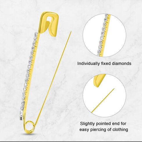 24 Pcs Silver Rhinestone Safety Pins, Gold Brooch, Sweater Shawl Clips, Faux Crystal Brooches, Safety Pins for Women Skirts Sweater Scarf Lapel Hat in Saudi Arabia