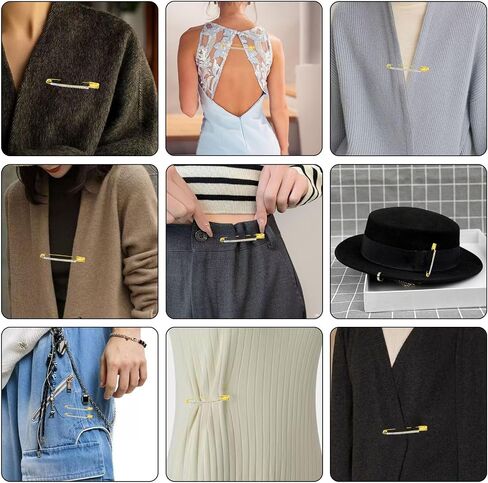 24 Pcs Silver Rhinestone Safety Pins, Gold Brooch, Sweater Shawl Clips, Faux Crystal Brooches, Safety Pins for Women Skirts Sweater Scarf Lapel Hat in Saudi Arabia