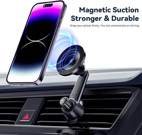 حامل هاتف السيارة المغناطيسي من ESSAGER، لحامل السيارة MagSafe، حامل الهاتف الخلوي بفتحة تهوية بدوران 360 درجة متوافق مع iPhone 15 14 13 12 Pro Max MagSafe ملحقات السيارة in Kuwait