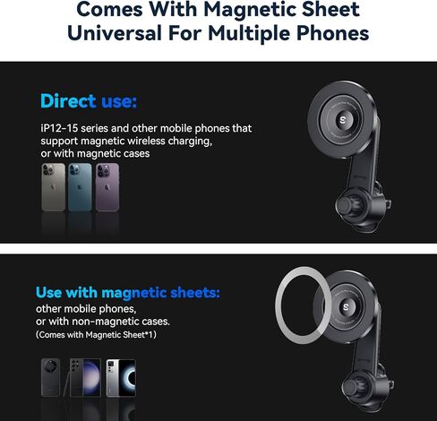 حامل هاتف السيارة المغناطيسي من ESSAGER، لحامل السيارة MagSafe، حامل الهاتف الخلوي بفتحة تهوية بدوران 360 درجة متوافق مع iPhone 15 14 13 12 Pro Max MagSafe ملحقات السيارة in Kuwait