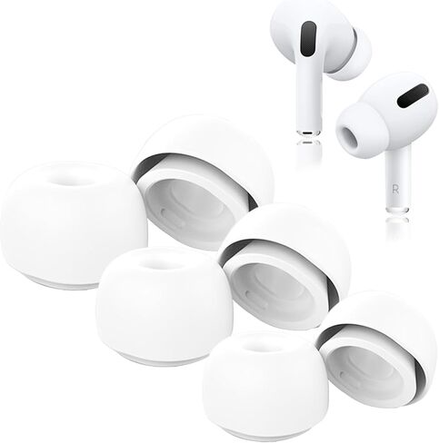 أطراف وسائد أذن من السيليكون من TENOC، وسائد أذن بديلة متوافقة مع AirPods Pro 1st 2nd، 3 أزواج S M L، أبيض in Kuwait
