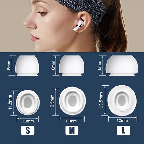 أطراف وسائد أذن من السيليكون من TENOC، وسائد أذن بديلة متوافقة مع AirPods Pro 1st 2nd، 3 أزواج S M L، أبيض in Kuwait