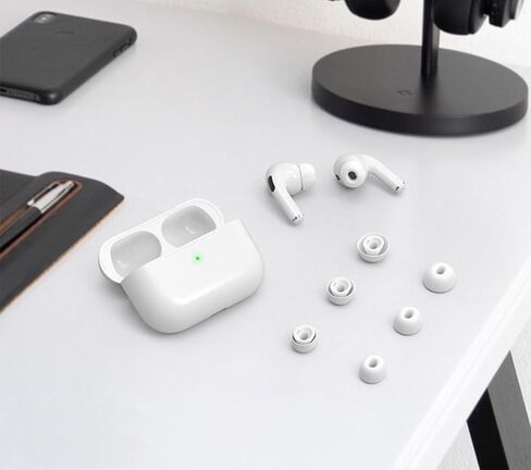 أطراف وسائد أذن من السيليكون من TENOC، وسائد أذن بديلة متوافقة مع AirPods Pro 1st 2nd، 3 أزواج S M L، أبيض in Kuwait