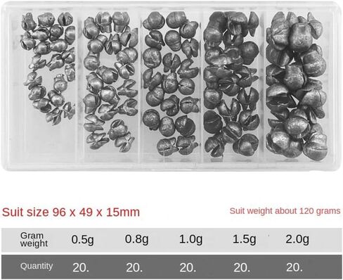 100PCS Fishing Weights Sinkers - Removable Weights Sinkers - 5 sizes to choose from - （ 1/55 oz，1/35 oz, 1/28 oz, 1/19 oz, 5/71 oz.）, big, Brack in Saudi Arabia