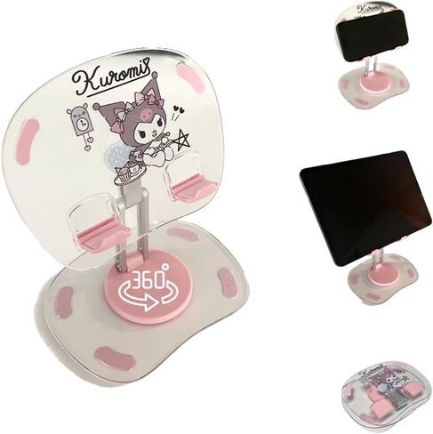 Cell Phone iPad Tablet Stand Rotate Adjustable Cradle Holder for Desk Table Universal Portable Foldable Plastic Cute Kawaii Anime Kitty Bunny Dog (Pinkuromi) in Saudi Arabia