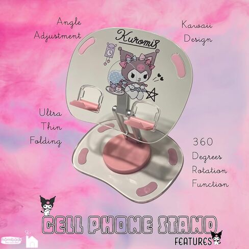 Cell Phone iPad Tablet Stand Rotate Adjustable Cradle Holder for Desk Table Universal Portable Foldable Plastic Cute Kawaii Anime Kitty Bunny Dog (Pinkuromi) in Saudi Arabia