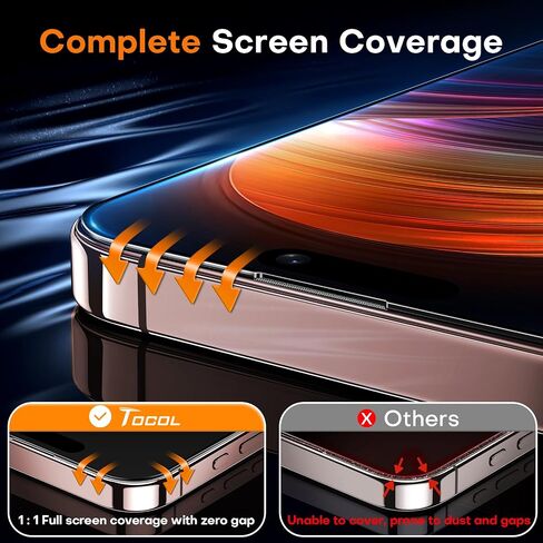 TOCOL for iPhone 16 Pro Privacy Screen Protector [True 25°Anti Spy], [9H+ Hardness] Tempered Glass for iPhone 16 Pro Full Coverage Screen Protector, Easy Installation, 2 Pack in Saudi Arabia