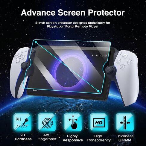 TNP 2-Pack Tempered Glass Screen Protector for PlayStation Portal Remote Player - 8-inch Transparent Clear Screen Protector for PS5 Portal - 9H Anti-Scratch Tempered Glass for PlayStation Portal in Saudi Arabia