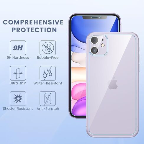 Maxdara [6 in 1 for iPhone 11 Screen Protector (6.1 inches), 2 Pack iPhone 11 Back Screen Protector with 2 Pack Front Screen Protector and Camera Lens Protector, 9H Hardness, Ultra HD in Kuwait