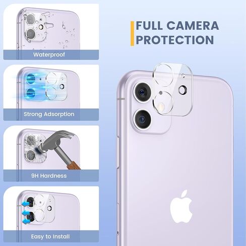 Maxdara [6 in 1 for iPhone 11 Screen Protector (6.1 inches), 2 Pack iPhone 11 Back Screen Protector with 2 Pack Front Screen Protector and Camera Lens Protector, 9H Hardness, Ultra HD in Saudi Arabia