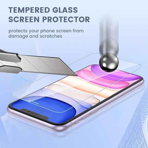 Maxdara [6 in 1 for iPhone 11 Screen Protector (6.1 inches), 2 Pack iPhone 11 Back Screen Protector with 2 Pack Front Screen Protector and Camera Lens Protector, 9H Hardness, Ultra HD in Kuwait