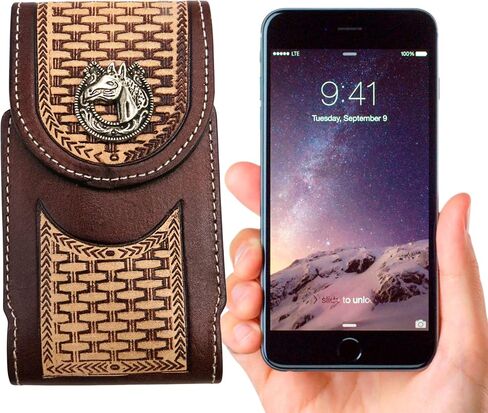 Extra Large Basket Weave Faux Leather Cell Phone Holder for Belts in Saudi Arabia