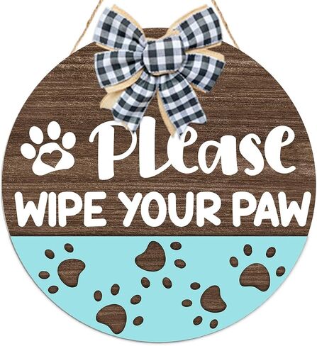 Please do Not Knock Welcome Sign,Funny Dog Front Door Sign,Welcome Dog Wooden Round Hanging Wall Plaque Decoration with Paw Prints Bones for Pet Lover,Pet Lover Gift in Saudi Arabia
