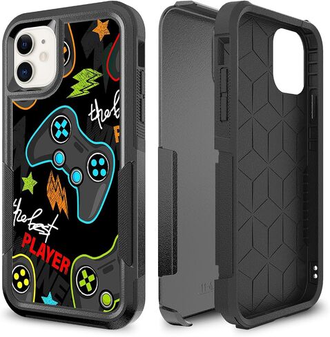 Case for iPhone 11, Gaming Controller Video Game Player Pattern Shock-Absorption Hard PC and Inner Silicone Hybrid Dual Layer Armor Defender Case for iPhone 11 in Saudi Arabia