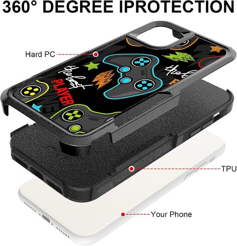 Case for iPhone 11, Gaming Controller Video Game Player Pattern Shock-Absorption Hard PC and Inner Silicone Hybrid Dual Layer Armor Defender Case for iPhone 11 in Saudi Arabia