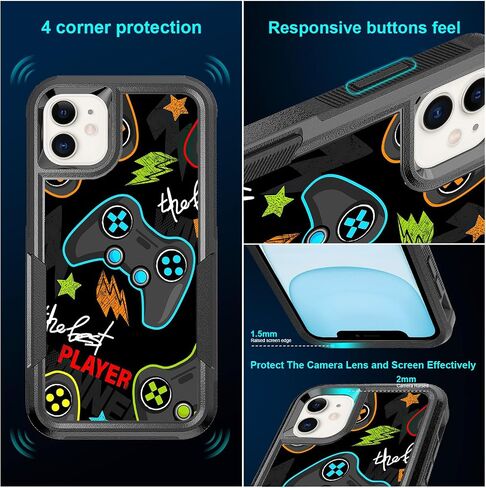 Case for iPhone 11, Gaming Controller Video Game Player Pattern Shock-Absorption Hard PC and Inner Silicone Hybrid Dual Layer Armor Defender Case for iPhone 11 in Saudi Arabia