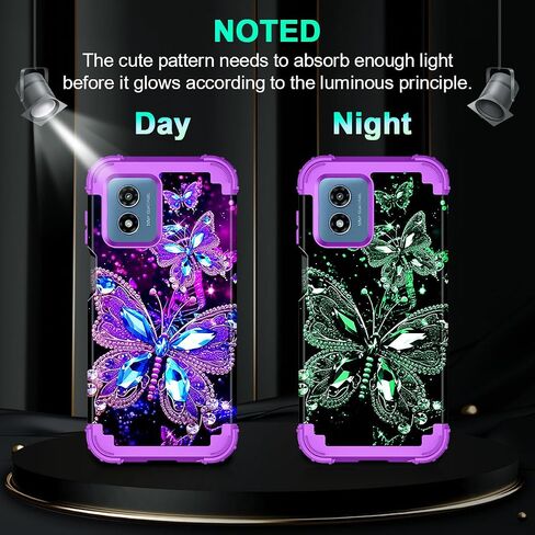 Miqala for Moto G 5G 2024 Case,Glow in The Dark Three Layer Heavy Duty Shockproof Full Body Protection Hard Plastic Bumper+Soft Silicone Protective Case for Motorola Moto G 5G 2024,Dark in Kuwait
