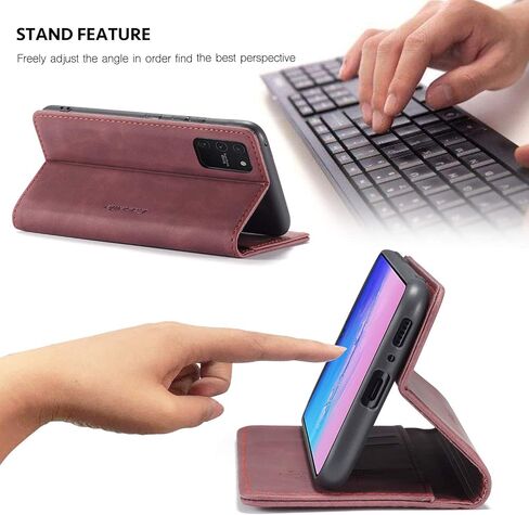 Bpowe Galaxy S10 Lite Case (2020),Galaxy A91 Case,Leather Wallet Case Classic Design with Card Slot and Magnetic Closure Flip Fold Case for Samsung Galaxy S10 Lite 2020 /Galaxy A91 (Wine red) in Saudi Arabia