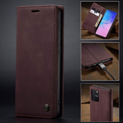 Bpowe Galaxy S10 Lite Case (2020),Galaxy A91 Case,Leather Wallet Case Classic Design with Card Slot and Magnetic Closure Flip Fold Case for Samsung Galaxy S10 Lite 2020 /Galaxy A91 (Wine red) in Saudi Arabia