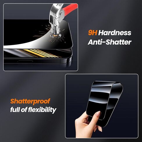 Hoerrye for iPhone 15 Pro Privacy Screen Protector, [Auto Dust-Elimination] 25-Degree Anti Spy, Bubble-Free, 2.5D Full-Coverage Tempered Glass for iPhone 15 Pro - 2 Pack in Saudi Arabia