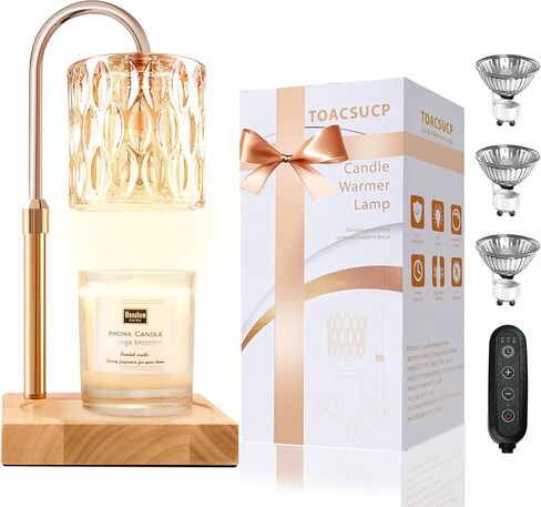 Candle Warmer Lamp with 3 Bulbs, Adjustable Height Dimmable Candle Warmer with Timer, Compatible with Large Jar Candles, Candle Lamp with Charming Gift Box Ribbon for Her/Him in Saudi Arabia