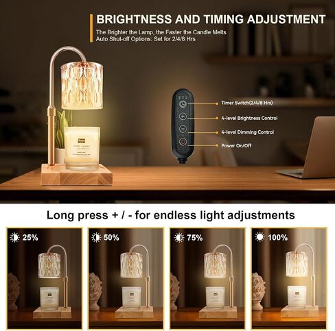 Candle Warmer Lamp with 3 Bulbs, Adjustable Height Dimmable Candle Warmer with Timer, Compatible with Large Jar Candles, Candle Lamp with Charming Gift Box Ribbon for Her/Him in Saudi Arabia