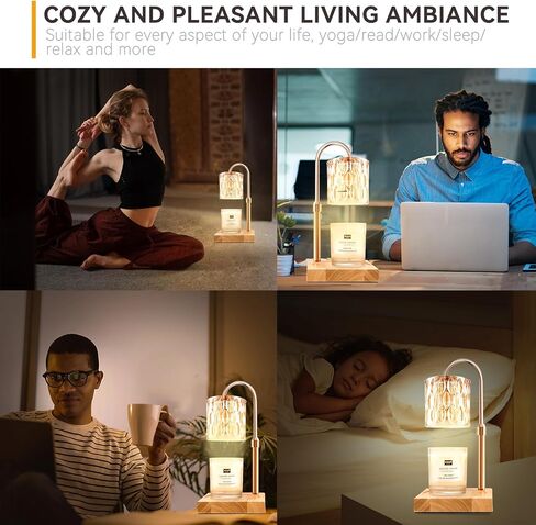 Candle Warmer Lamp with 3 Bulbs, Adjustable Height Dimmable Candle Warmer with Timer, Compatible with Large Jar Candles, Candle Lamp with Charming Gift Box Ribbon for Her/Him in Saudi Arabia