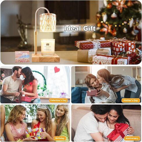 Candle Warmer Lamp with 3 Bulbs, Adjustable Height Dimmable Candle Warmer with Timer, Compatible with Large Jar Candles, Candle Lamp with Charming Gift Box Ribbon for Her/Him in Saudi Arabia