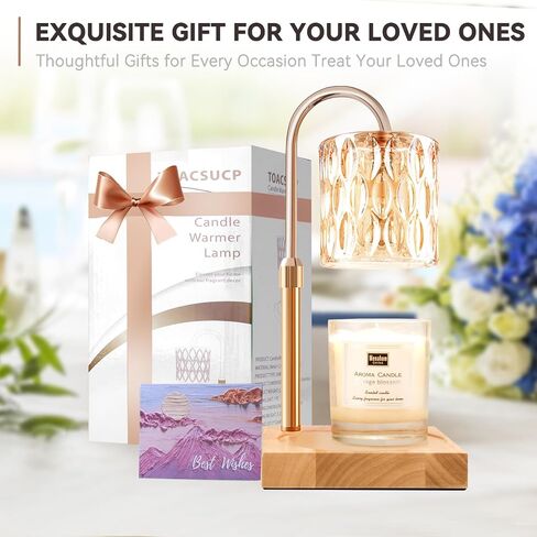 Candle Warmer Lamp with 3 Bulbs, Adjustable Height Dimmable Candle Warmer with Timer, Compatible with Large Jar Candles, Candle Lamp with Charming Gift Box Ribbon for Her/Him in Saudi Arabia