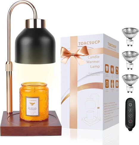Candle Warmer Lamp with 3 Bulbs, Adjustable Height Dimmable Candle Warmer with Timer, Compatible with Large Jar Candles, Candle Lamp with Charming Gift Box Ribbon for Her/Him in Saudi Arabia