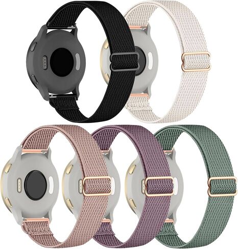 5 Pack Slim Stretchy Watch Bands Compatible with 18mm Garmin Vivoactive 4s/ Venu 3s/ Venu 2s/ Vivomove 3s /Forerunner 255S /Forerunner 265S, Loop Thin Nylon Elastic Fabric Strap for Women Men in Saudi Arabia