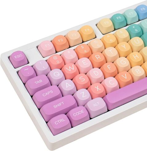 Rainbow MOA Profile Keycaps, 126 Keys Cute Candy PBT Keycaps Set, 65 Percent Colorful Custom Dye-Sublimation Keycap for Cherry Gateron MX Swithes Mechanical Keyboards in Saudi Arabia
