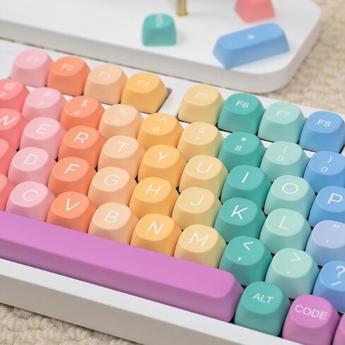 Rainbow MOA Profile Keycaps, 126 Keys Cute Candy PBT Keycaps Set, 65 Percent Colorful Custom Dye-Sublimation Keycap for Cherry Gateron MX Swithes Mechanical Keyboards in Saudi Arabia
