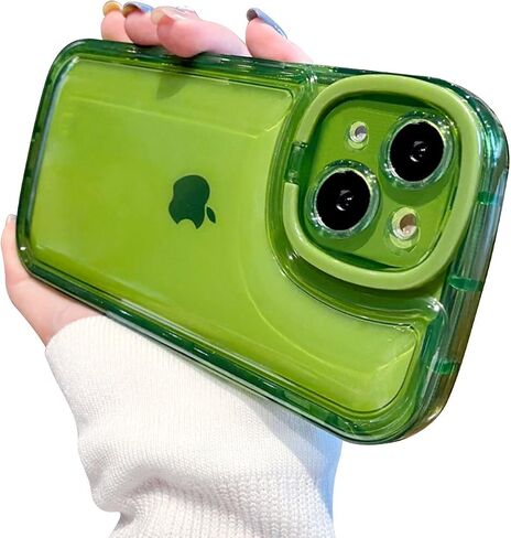 Ownest Compatible with iPhone 14 Case with Clear Kickstand Creative Protective Design Case with Camera Holder for TPU Slim Shockproof Cool Phone Case for iPhone 14-Green in Kuwait