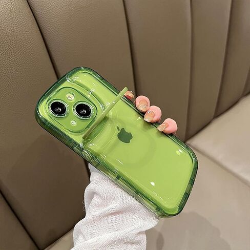 Ownest Compatible with iPhone 14 Case with Clear Kickstand Creative Protective Design Case with Camera Holder for TPU Slim Shockproof Cool Phone Case for iPhone 14-Green in Kuwait