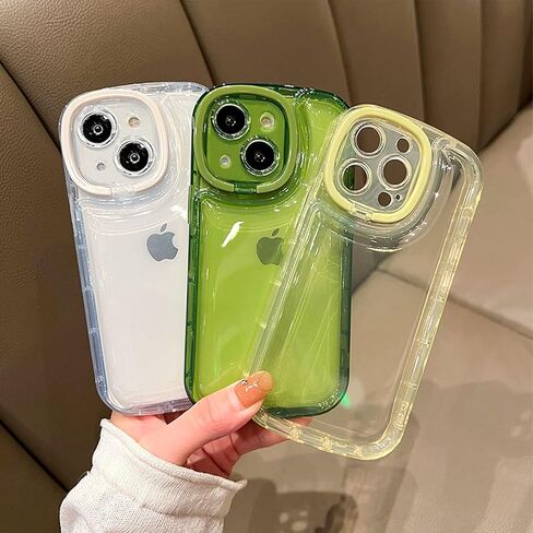 Ownest Compatible with iPhone 14 Case with Clear Kickstand Creative Protective Design Case with Camera Holder for TPU Slim Shockproof Cool Phone Case for iPhone 14-Green in Kuwait