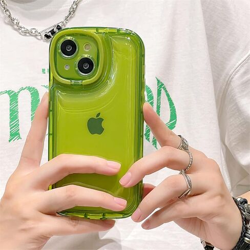 Ownest Compatible with iPhone 14 Case with Clear Kickstand Creative Protective Design Case with Camera Holder for TPU Slim Shockproof Cool Phone Case for iPhone 14-Green in Kuwait